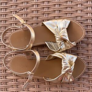 J. Crew Metallic Gold Bow Sandals
